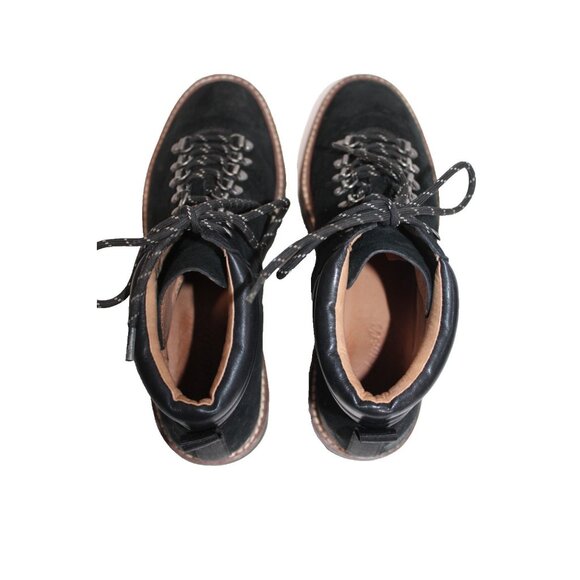 Madewell Citywalk Lugsole Hiker Boot Lace Up Bootie Black Suede Leather Size 8 - Picture 6 of 10
